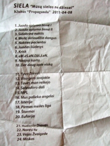 Koncerto dainų sąrašas (M.P.3 nuotr.)